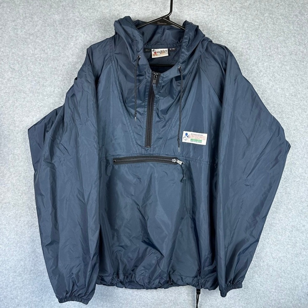 Vtg Disney Walt‎ World Mickey Mouse Anorak Windbreaker Jacket XL T XLT Navy Blue